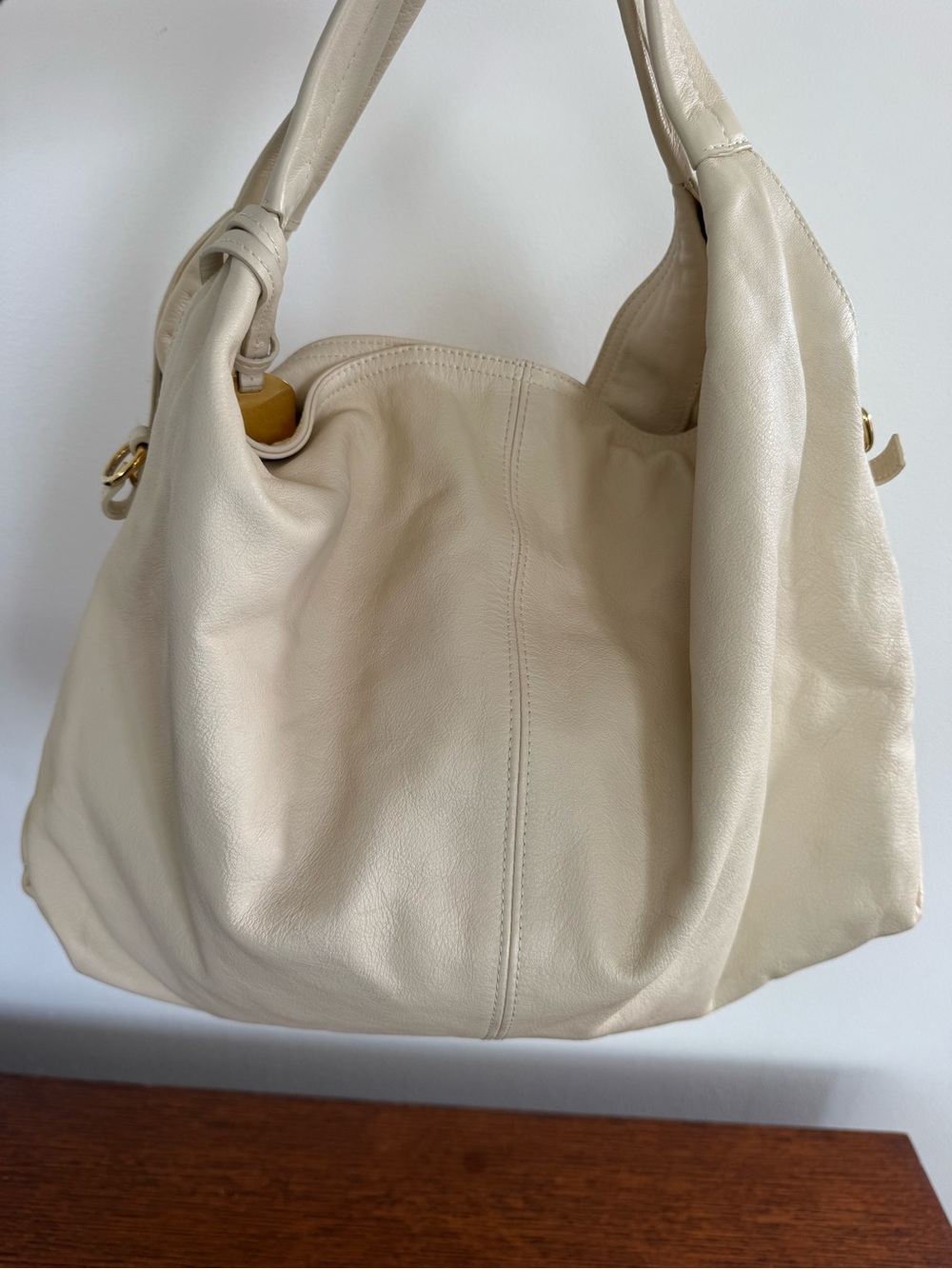 Furla Elisabeth Cream Leather Shoulder Hobo Bag